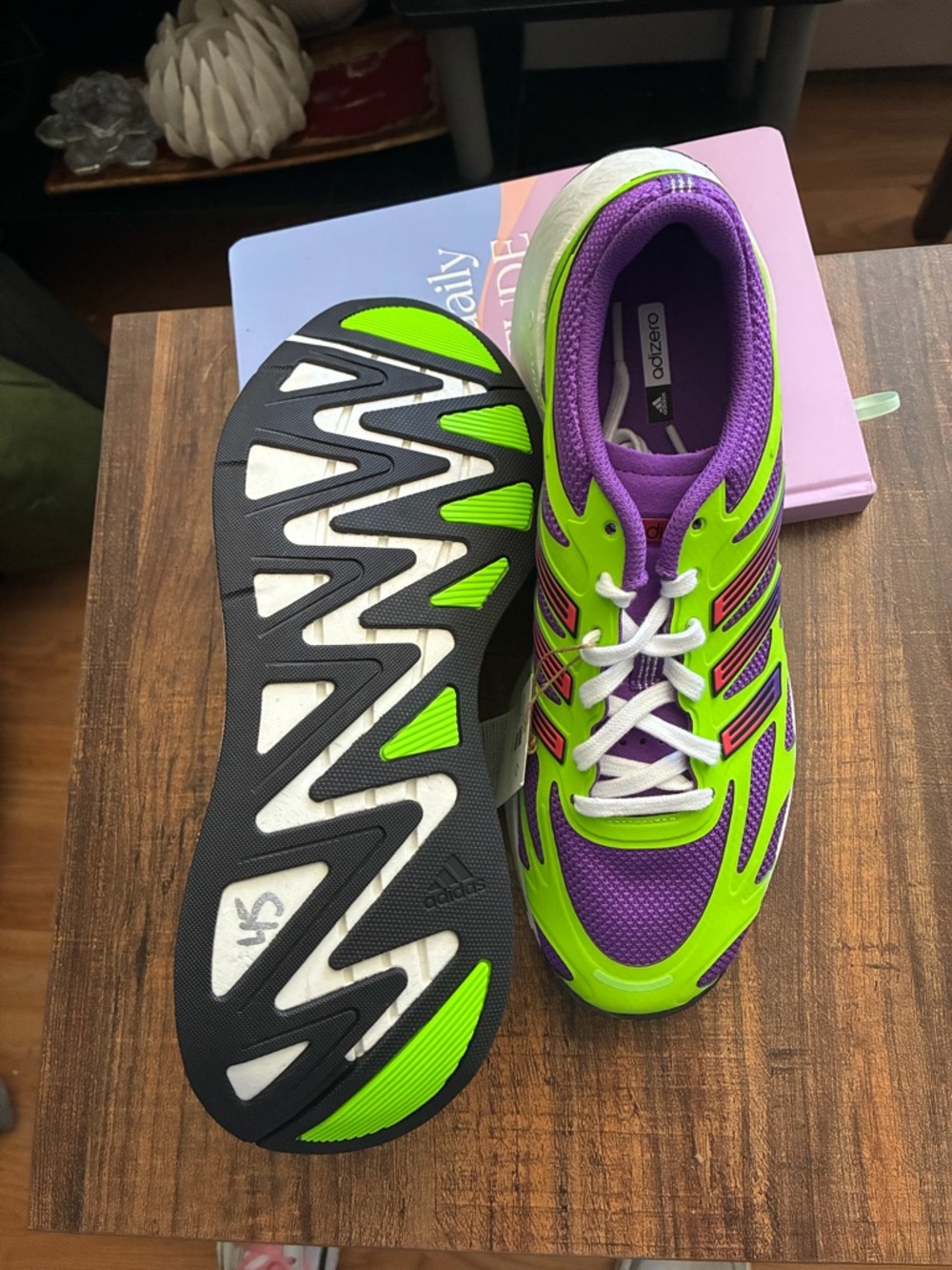 Adidas Adizero Aruku /Active Purple Solar Green" colorway / Women Size 9 / NWT - Picture 6 of 12